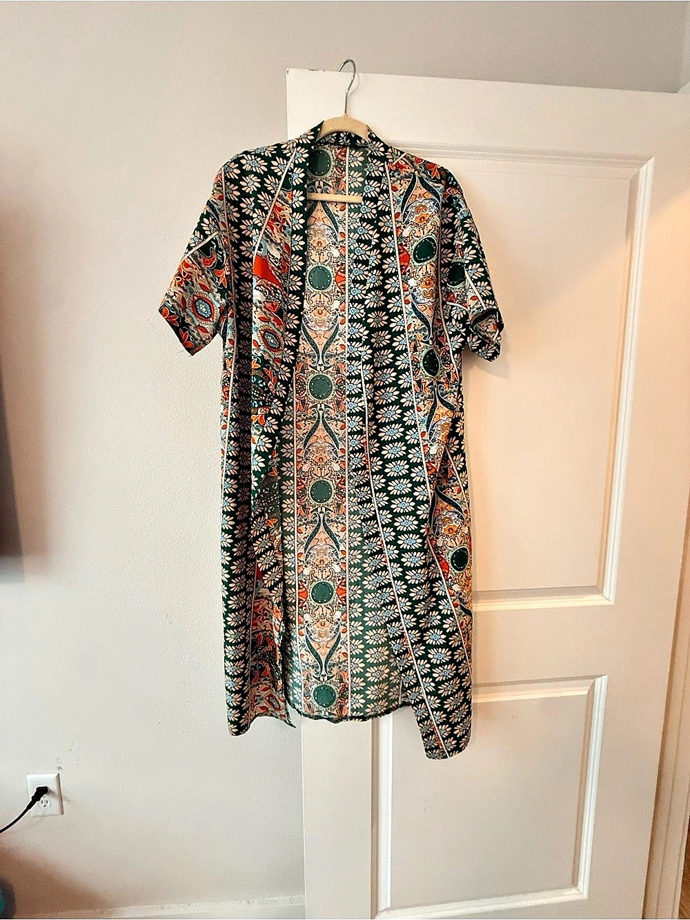 SHEIN Curve Floral Mini Dress in Green & Orange Size Small Like New